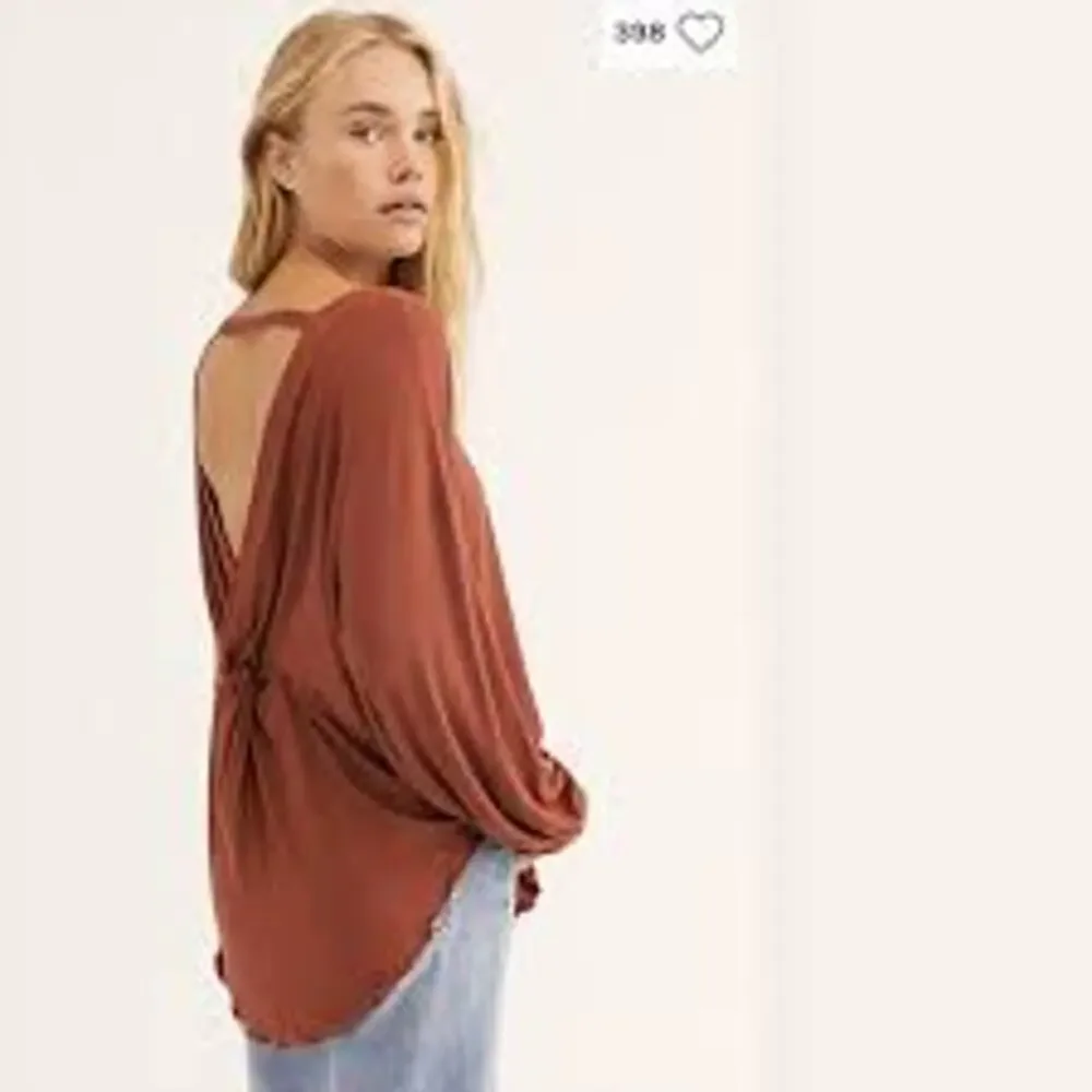 Free People Shimmy Shake Top sz S Brick Low Open Back Top boho Slouchy oversized - Picture 2 of 9
